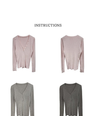 V-neck stripe knit