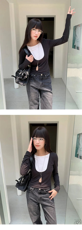 U collar Tops