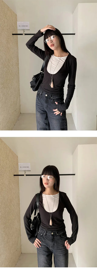 U collar Tops