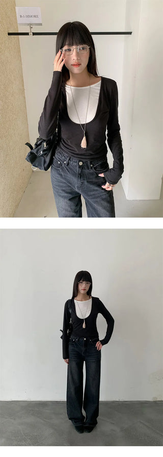U collar Tops