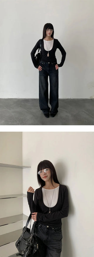 U collar Tops