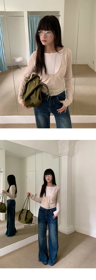 U collar Tops