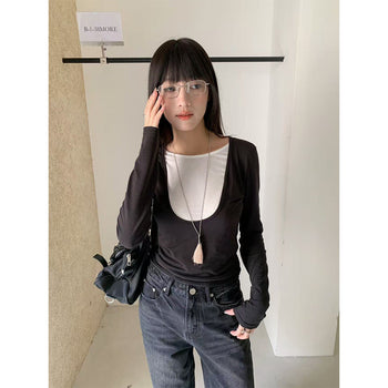 U collar Tops