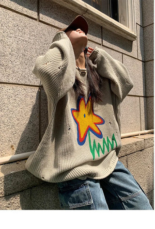 flower print sweater