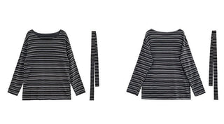 striped lace-up top