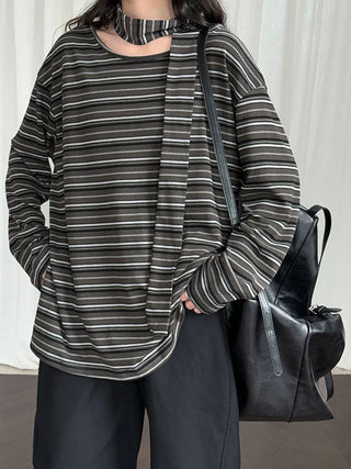 striped lace-up top