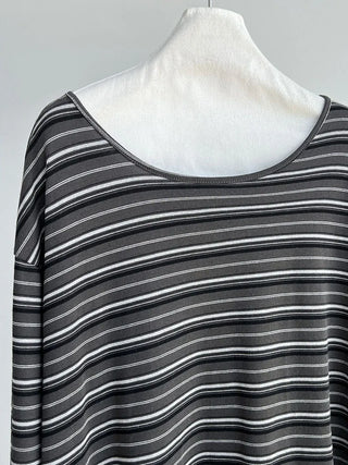 striped lace-up top