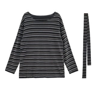 striped lace-up top