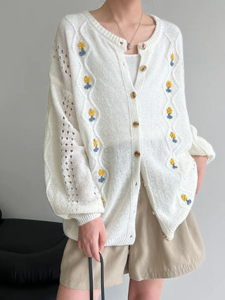 flower crochet cardigan