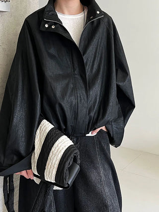 pu leather coat