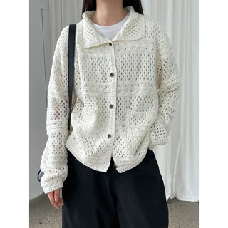 crochet polo cardigan
