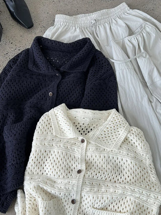 crochet polo cardigan