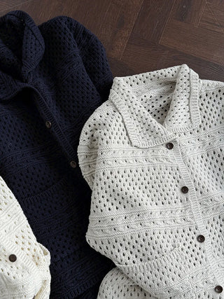 crochet polo cardigan