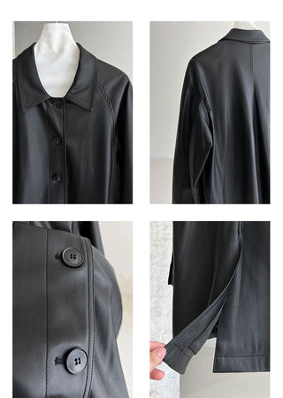 mid-length leather coat