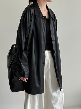 mid-length leather coat