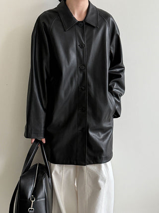 mid-length leather coat