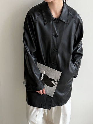 mid-length leather coat