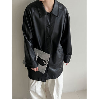 mid-length leather coat