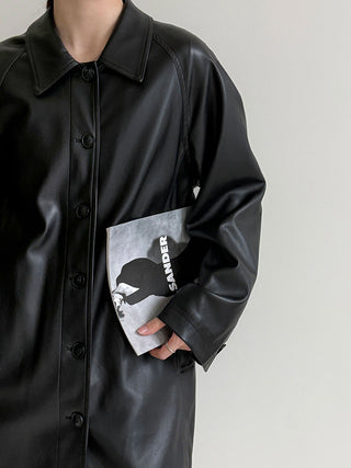 mid-length leather coat