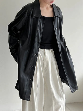 mid-length leather coat