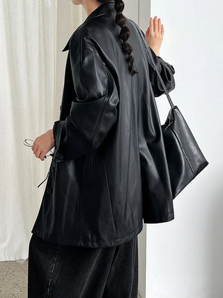 mid-length leather coat