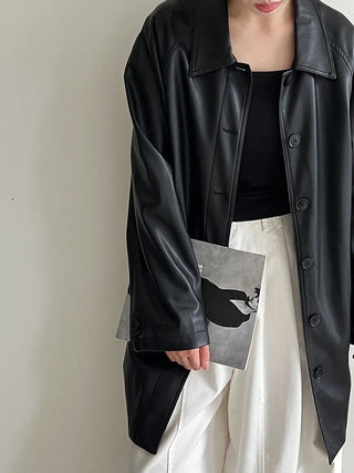 mid-length leather coat