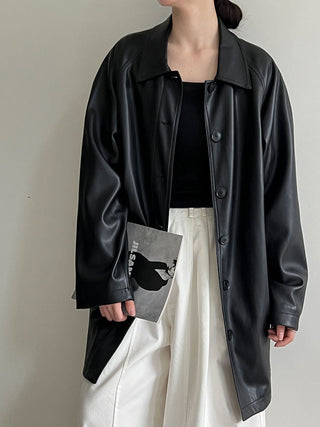 mid-length leather coat