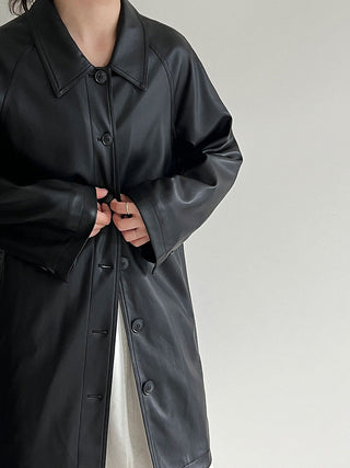 mid-length leather coat