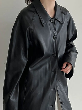 mid-length leather coat