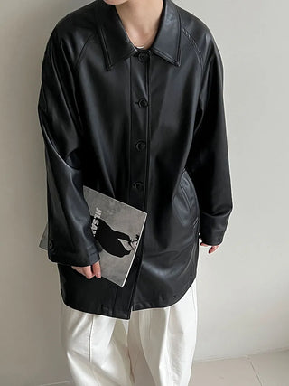 mid-length leather coat