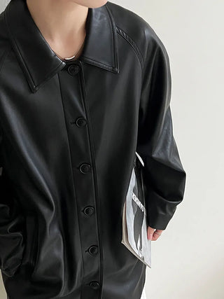 mid-length leather coat