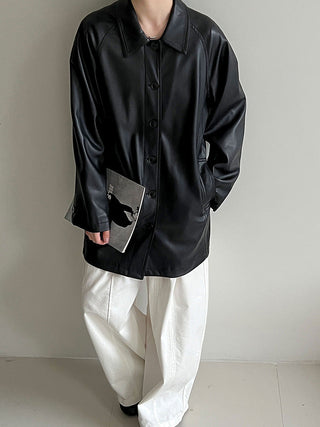 mid-length leather coat