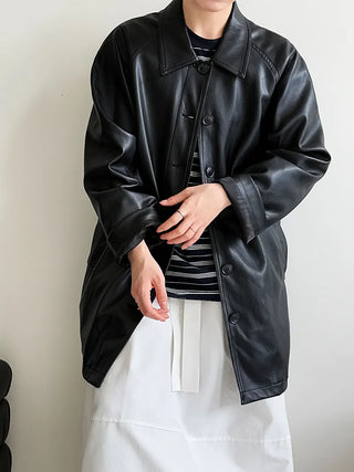 mid-length leather coat