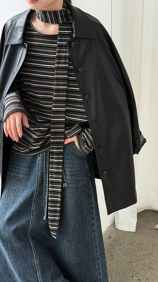 mid-length leather coat
