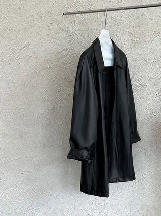 mid-length leather coat