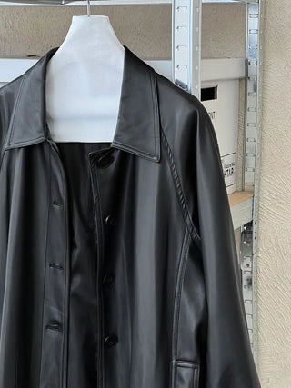 mid-length leather coat