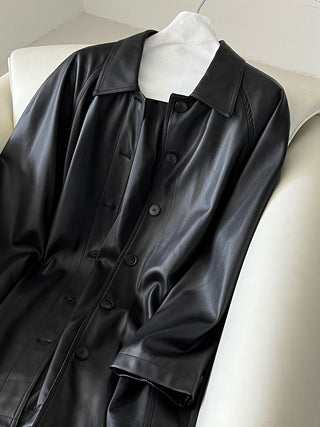 mid-length leather coat