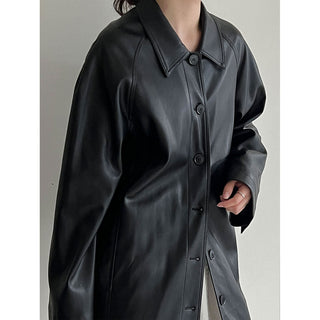 mid-length leather coat