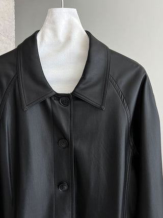 mid-length leather coat