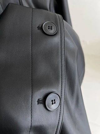 mid-length leather coat