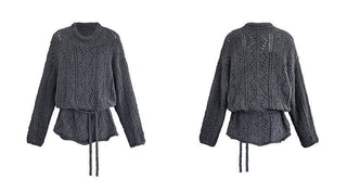 lace-up hollow sweater