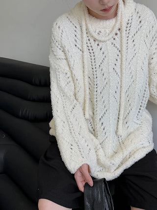 lace-up hollow sweater