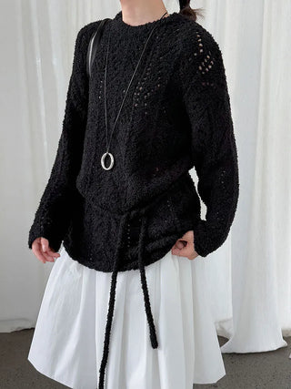 lace-up hollow sweater