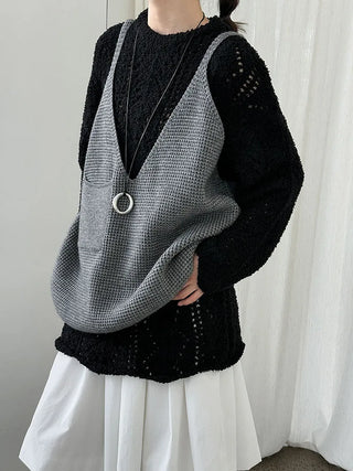 lace-up hollow sweater