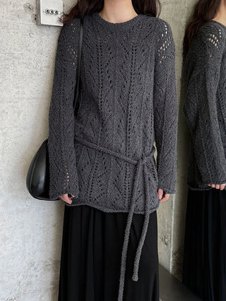 lace-up hollow sweater