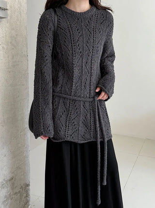lace-up hollow sweater