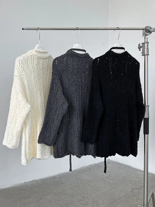 lace-up hollow sweater