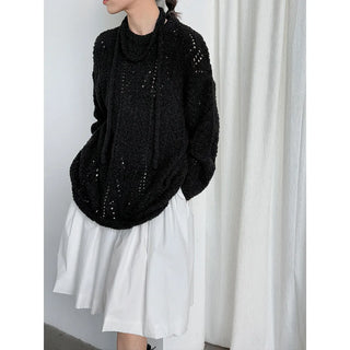 lace-up hollow sweater