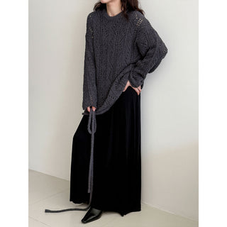 lace-up hollow sweater