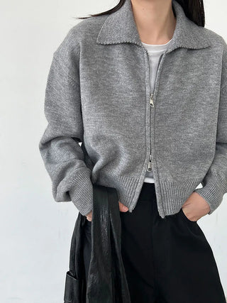 double zipper cardigan